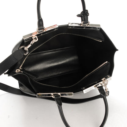 Fendi Vitello Pelo Flamingo Crocodile Embossed Petite 3Jours Tote Black 5 of 7