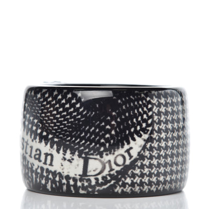 Christian Dior Resin Tweed Crystal Houndstooth Print Wide Bracelet Black 4 of 4