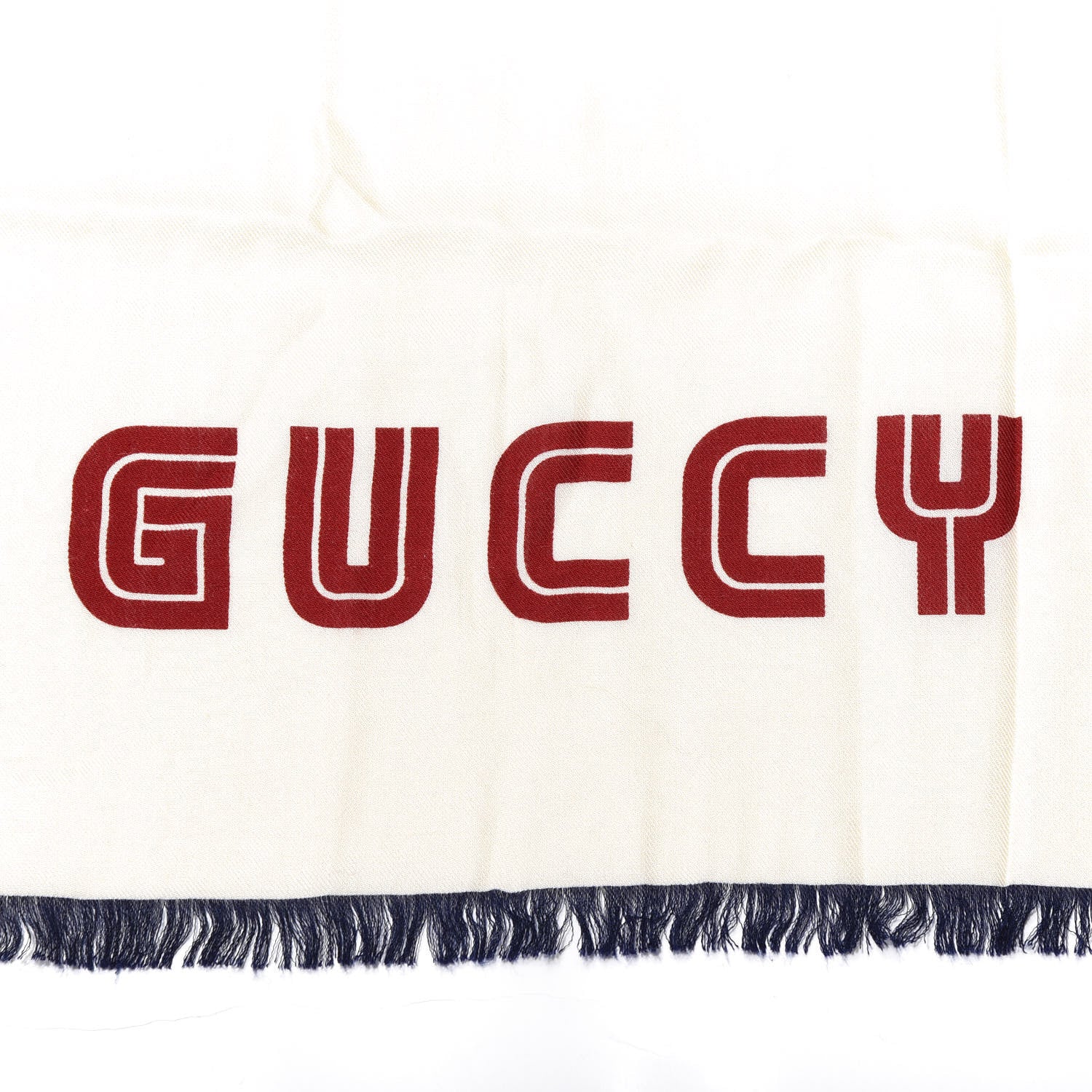 Gucci X SEGA Silk Modal Web GUCCY Scarf Ivory Blue Red 2 of 2