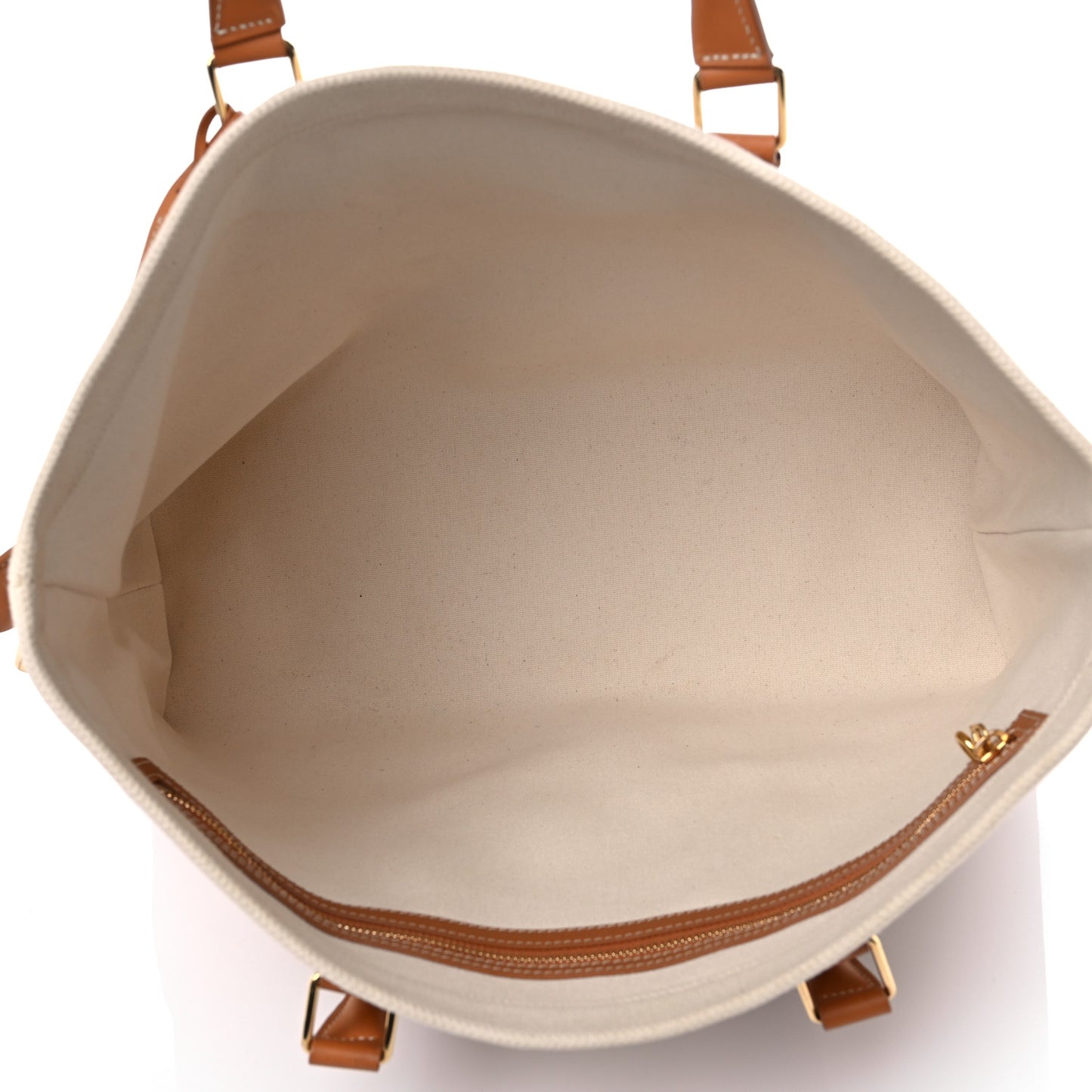 Canvas Calfskin Horizontal Cabas Natural Tan