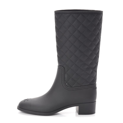 Chanel Rubber Quilted Rain Boots 41 Black 1 of 6
