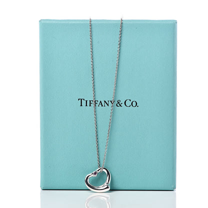Tiffany Sterling Silver Pink Sapphire Elsa Peretti 16mm Open Heart Pendant Necklace 8 of 8