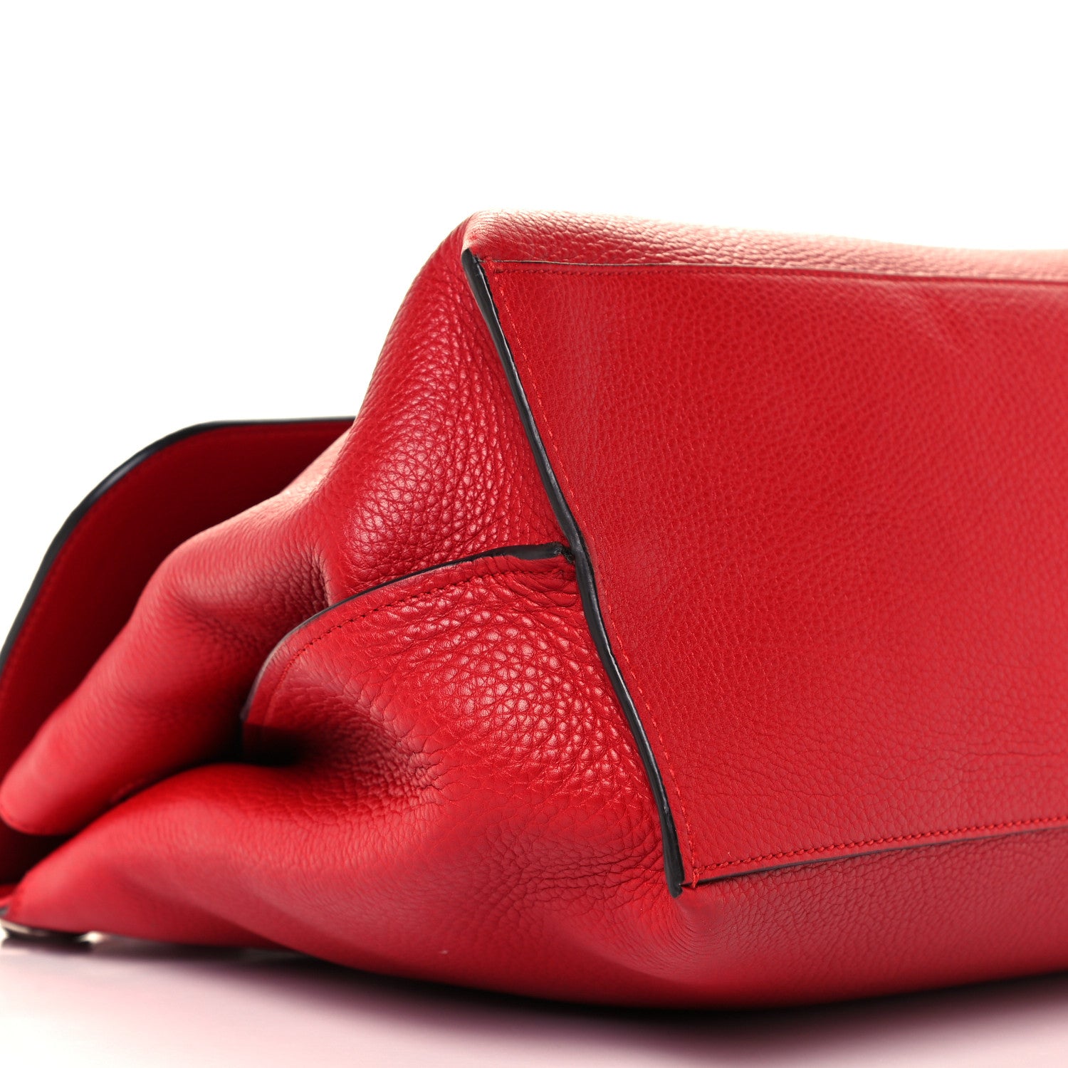 Gucci Pebbled Calfskin Large Bamboo Daily Top Handle Bag Red 9 of 10