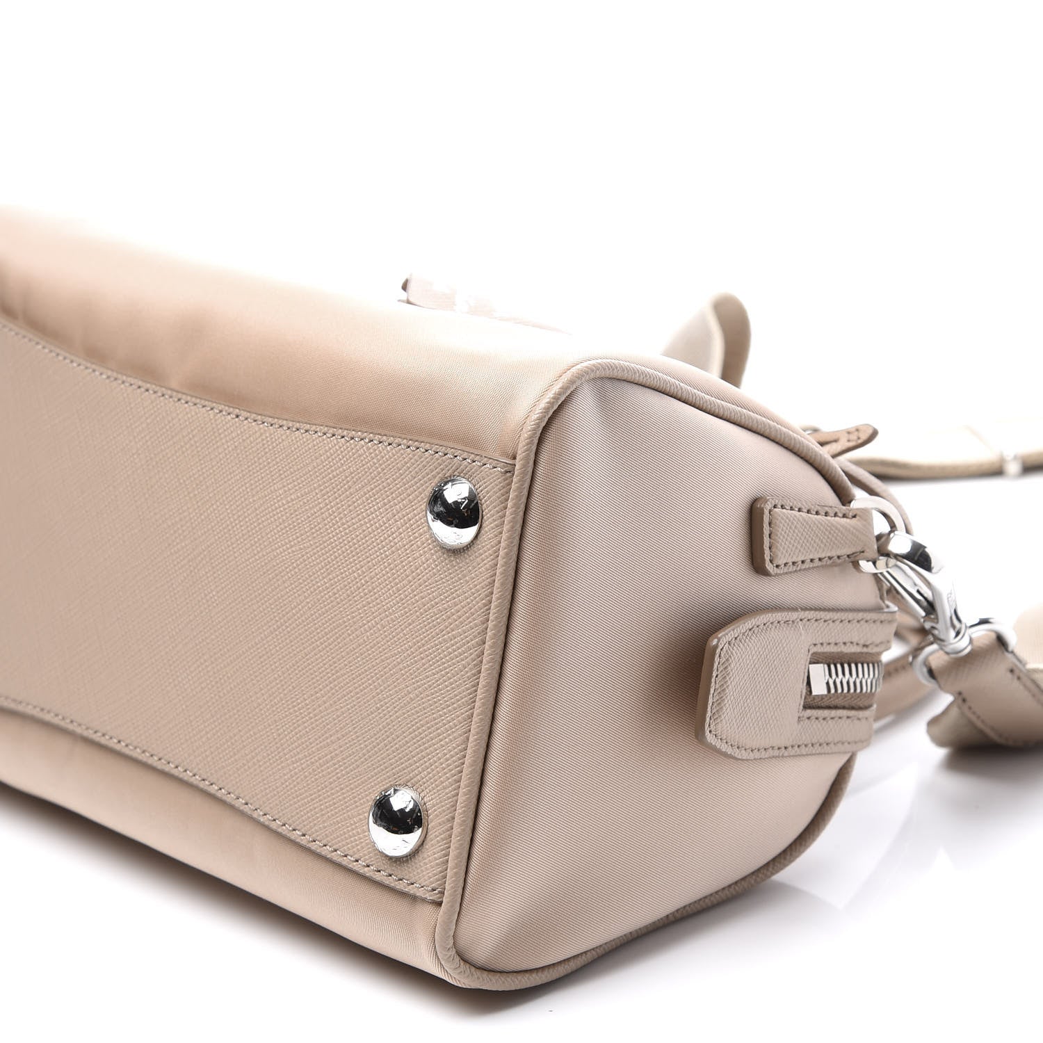 Prada Tessuto Nylon Saffiano Re-Edition 2005 Top Handle Crossbody Bag Cammeo 8 of 14