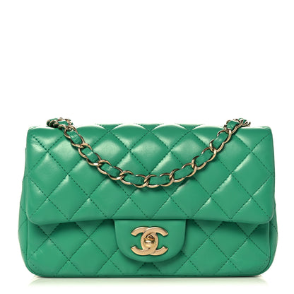 Chanel Lambskin Quilted Mini Rectangular Flap Green 1 of 11