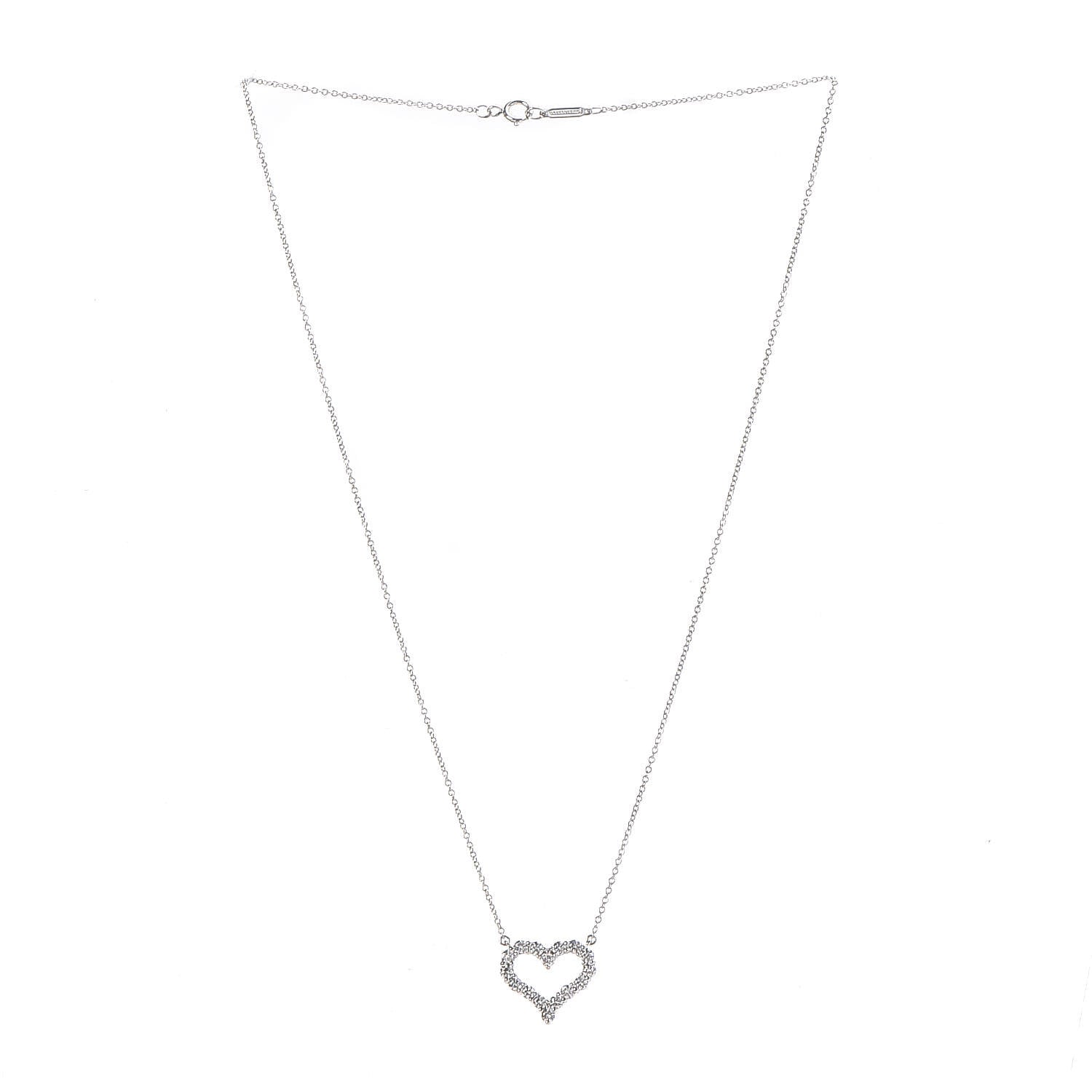 Tiffany Platinum Diamond Small Heart Pendant Necklace 3 of 6