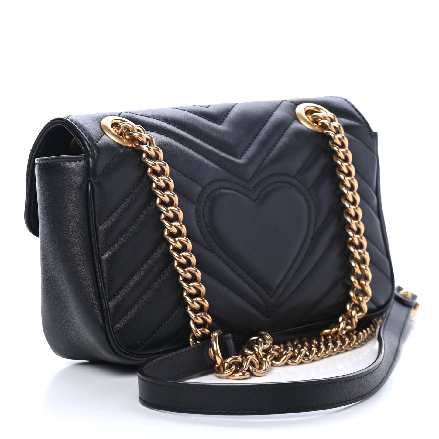Calfskin Matelasse Mini GG Marmont Shoulder Bag Black