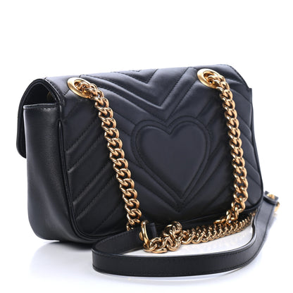 Gucci Calfskin Matelasse Mini GG Marmont Shoulder Bag Black 3 of 4