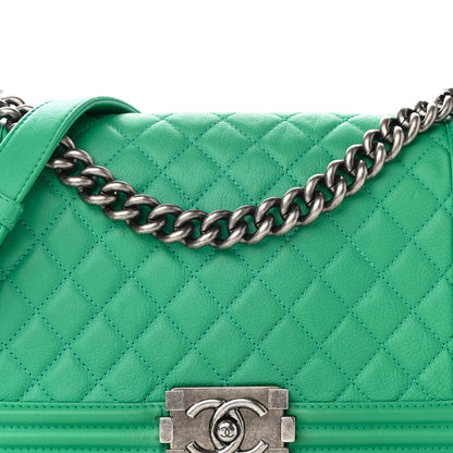 Chanel Calfskin Quilted Medium Boy Flap Green 7 of 8