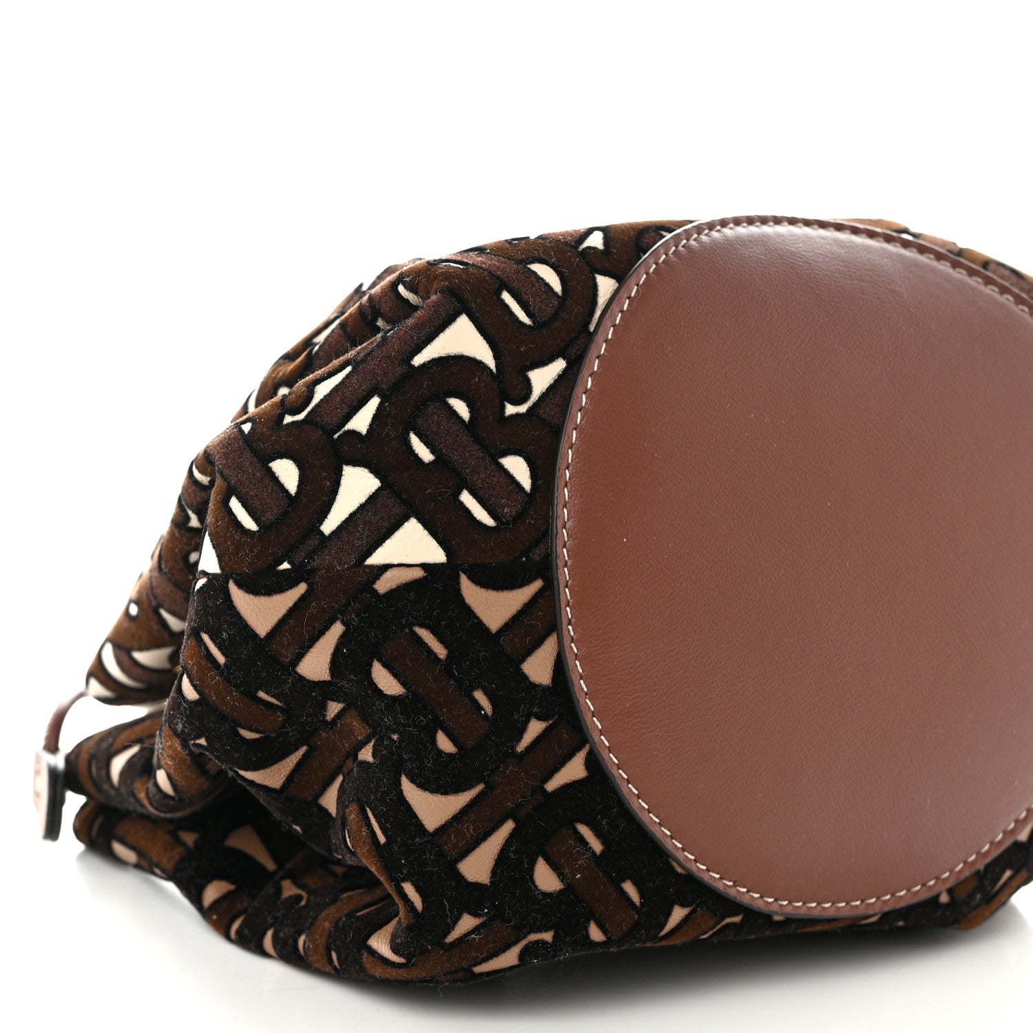 Burberry Velvet TB Mini Chignon Bucket Pouch Camel Buttermilk 9 of 10