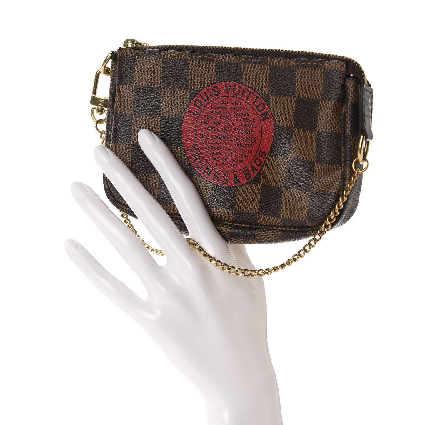 Damier Ebene Complice Trunks and Bags Mini Pochette Accessories Red