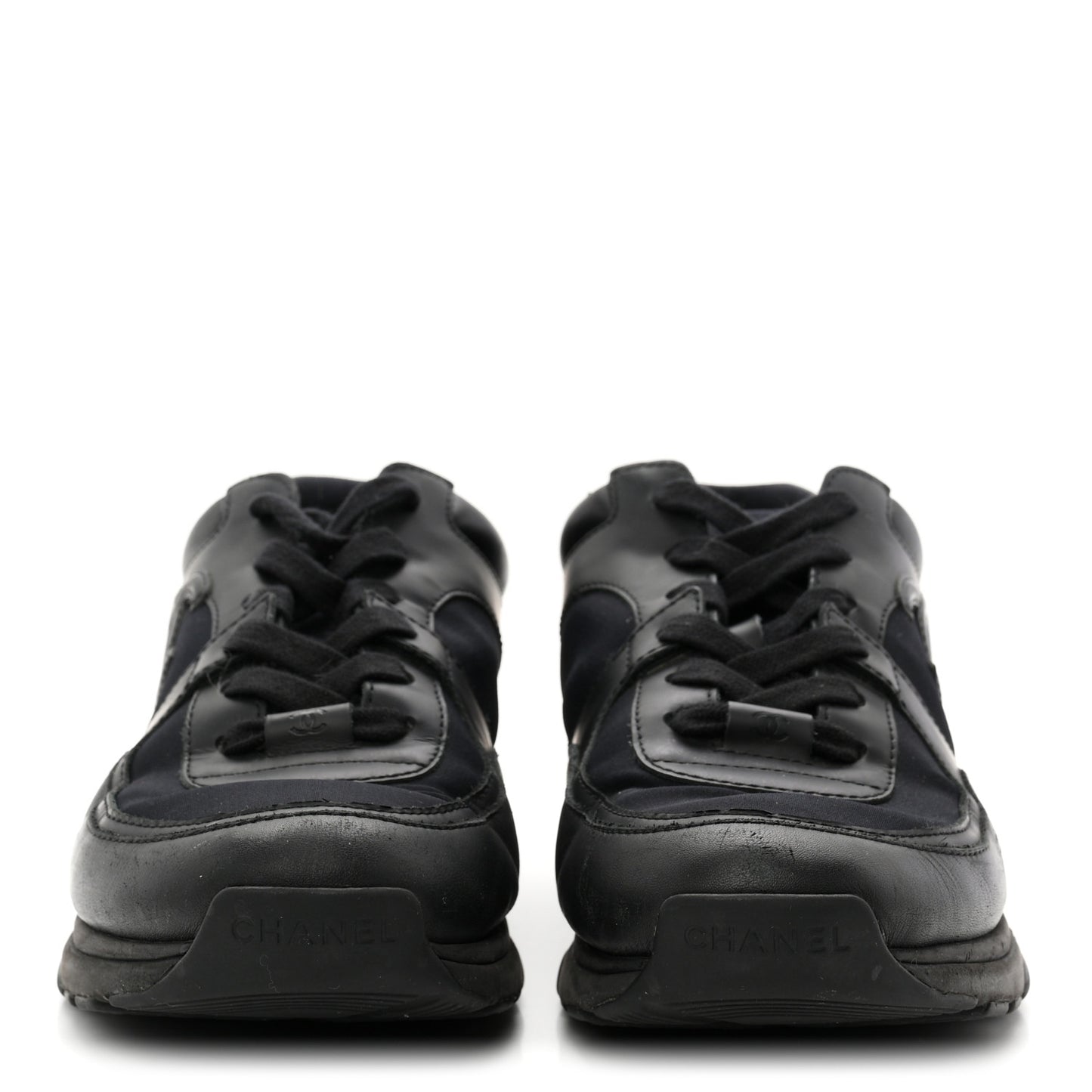 Lambskin Fabric CC Uniform Sneakers 39 Black