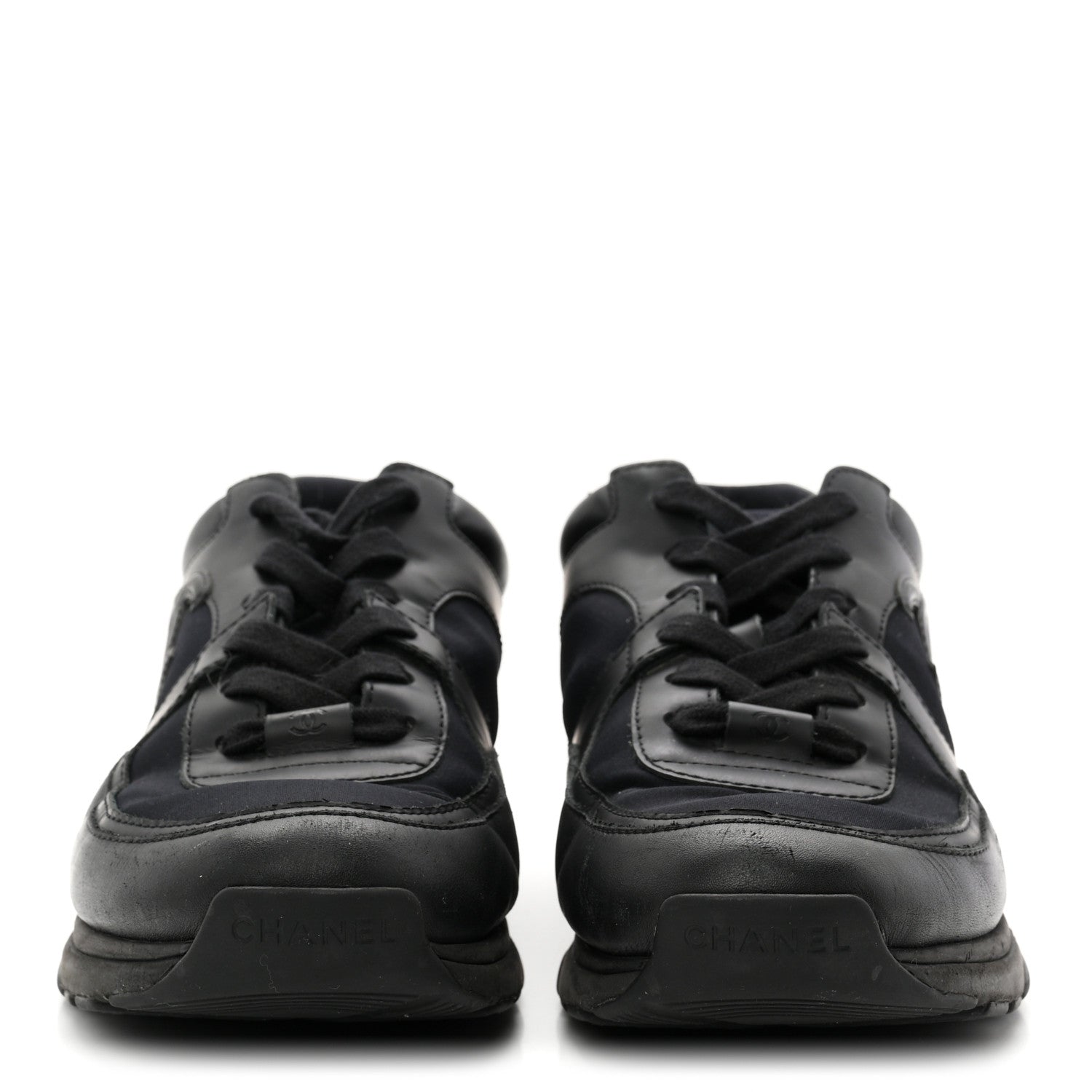 Chanel Lambskin Fabric CC Uniform Sneakers 39 Black 3 of 8