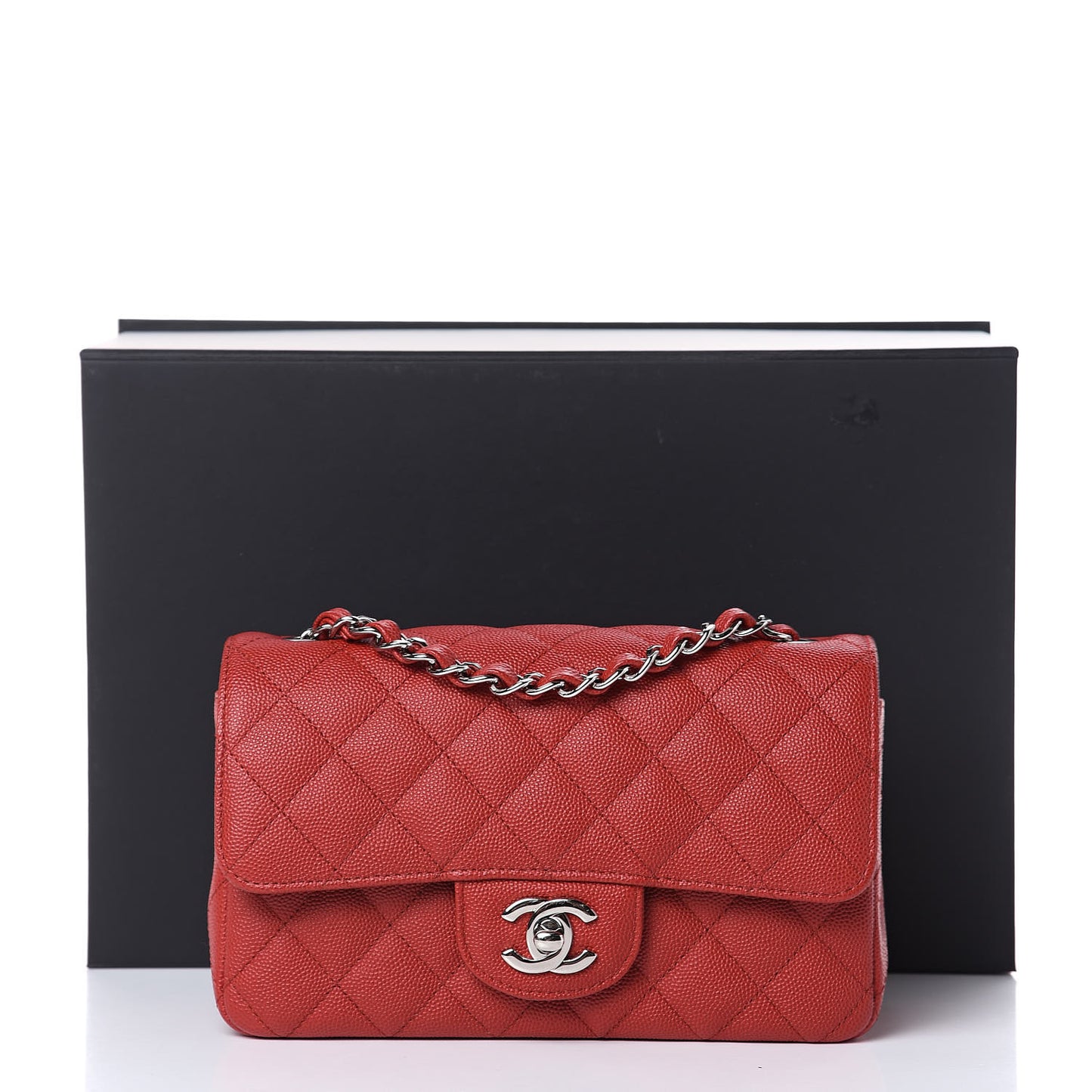 Caviar Quilted Mini Rectangular Flap Red