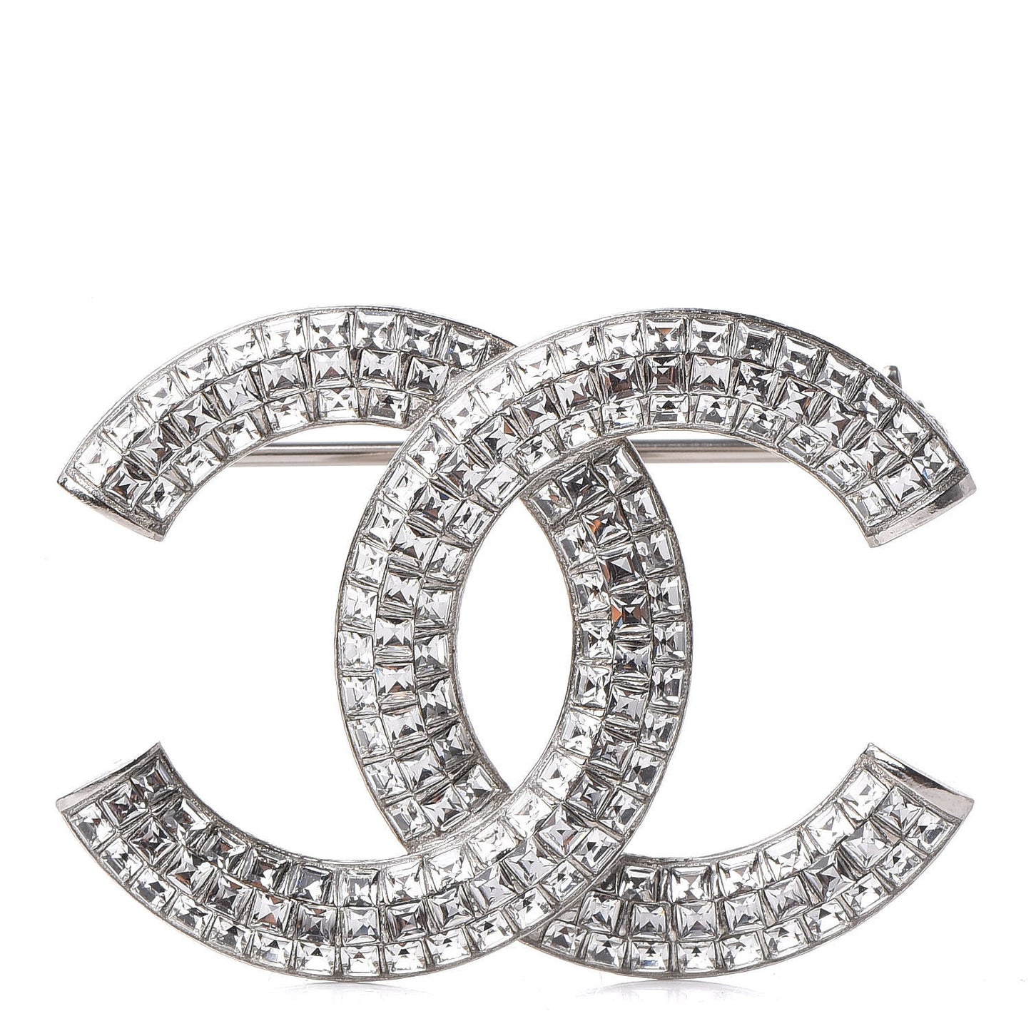 Baguette Crystal CC Brooch Silver