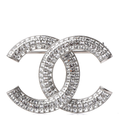 Chanel Baguette Crystal CC Brooch Silver 1 of 5