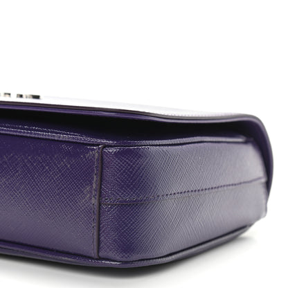 Prada Saffiano Vernice Flap Chain Crossbody Bag Viola 6 of 9