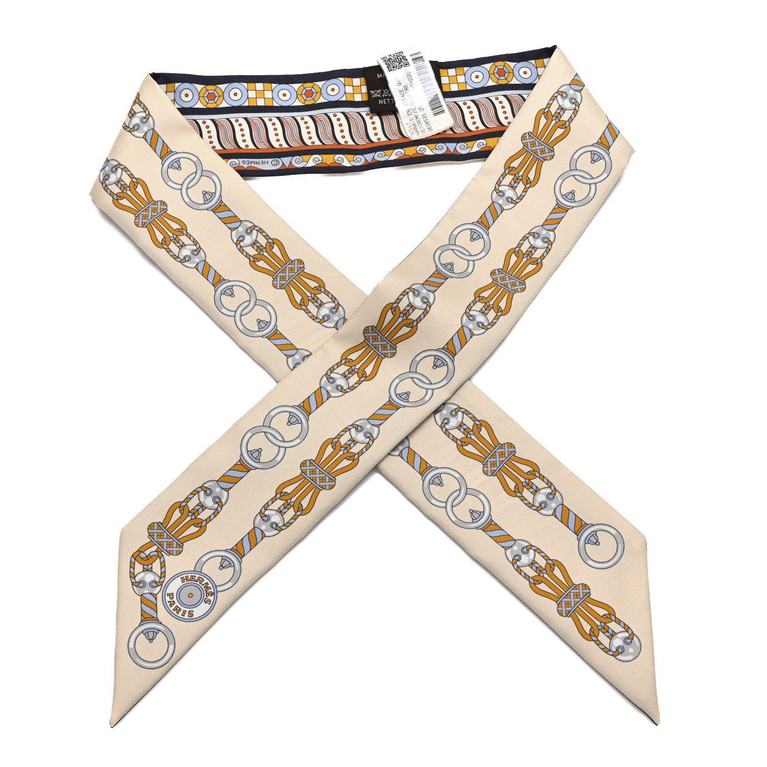 Hermes Silk Harnais En Rosace Twilly Creme Ciel Ocre 1 of 4