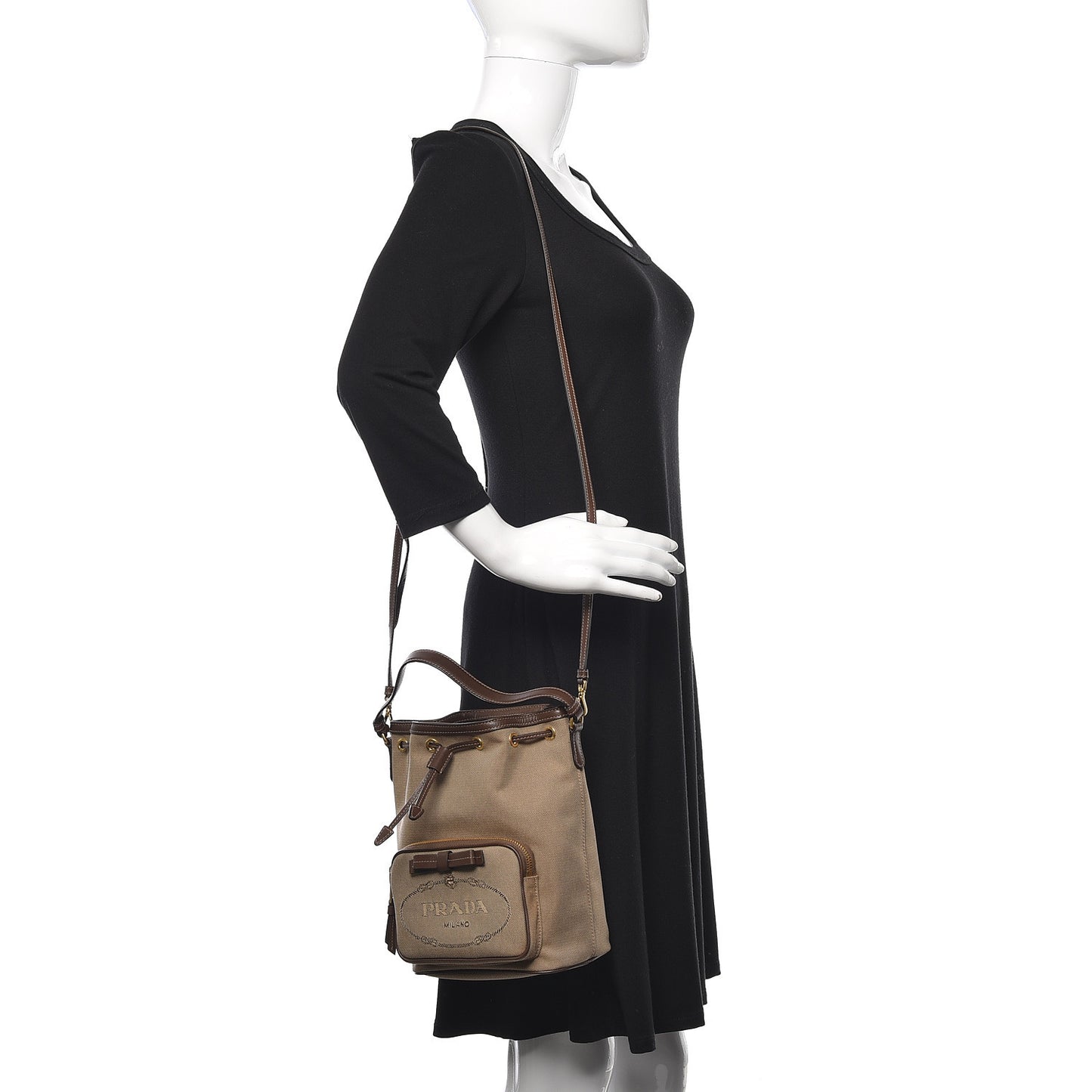 Jacquard Logo Mini Bucket Crossbody Bag Corda Bruciato