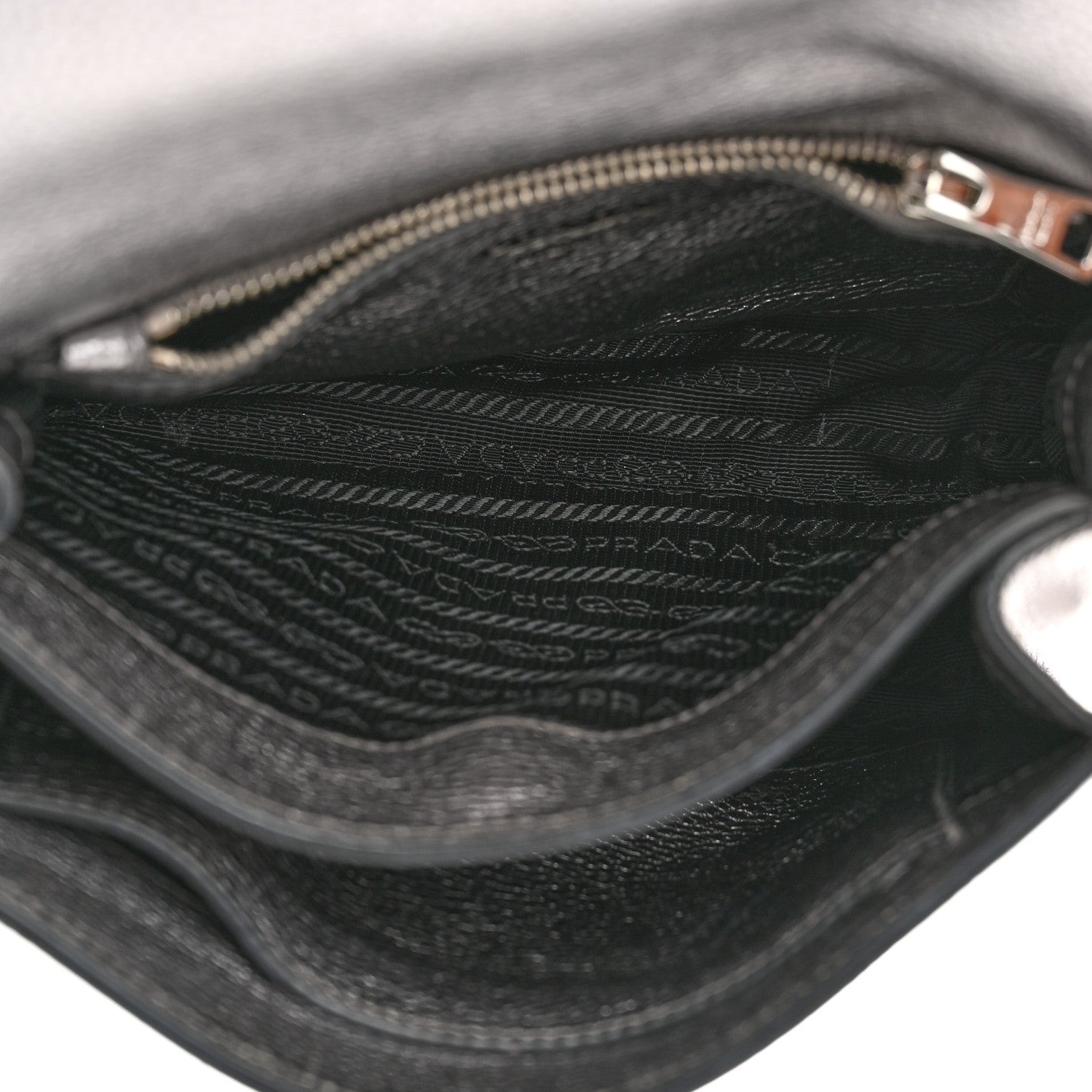 Prada Metallic Vitello Daino Flap Crossbody Cromo 5 of 10