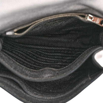 Prada Metallic Vitello Daino Flap Crossbody Cromo 5 of 10