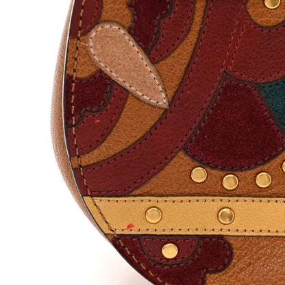 Chloe Calfskin Suede Floral Patchwork Studded Drew Shoulder Bag Caramel Multicolor 11 of 11