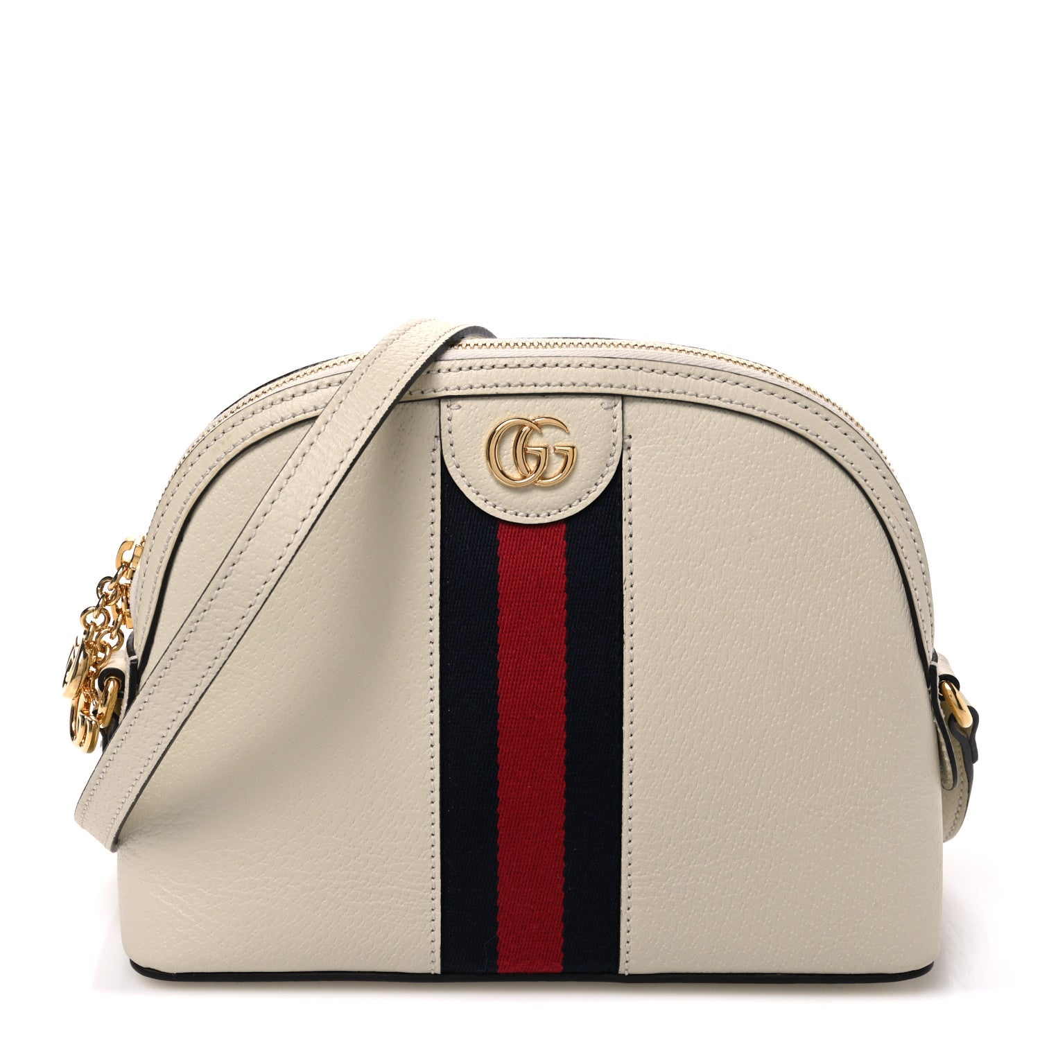 Gucci Textured Dollar Calfskin Web Small Ophidia Dome Shoulder Bag Mystic White 1 of 9