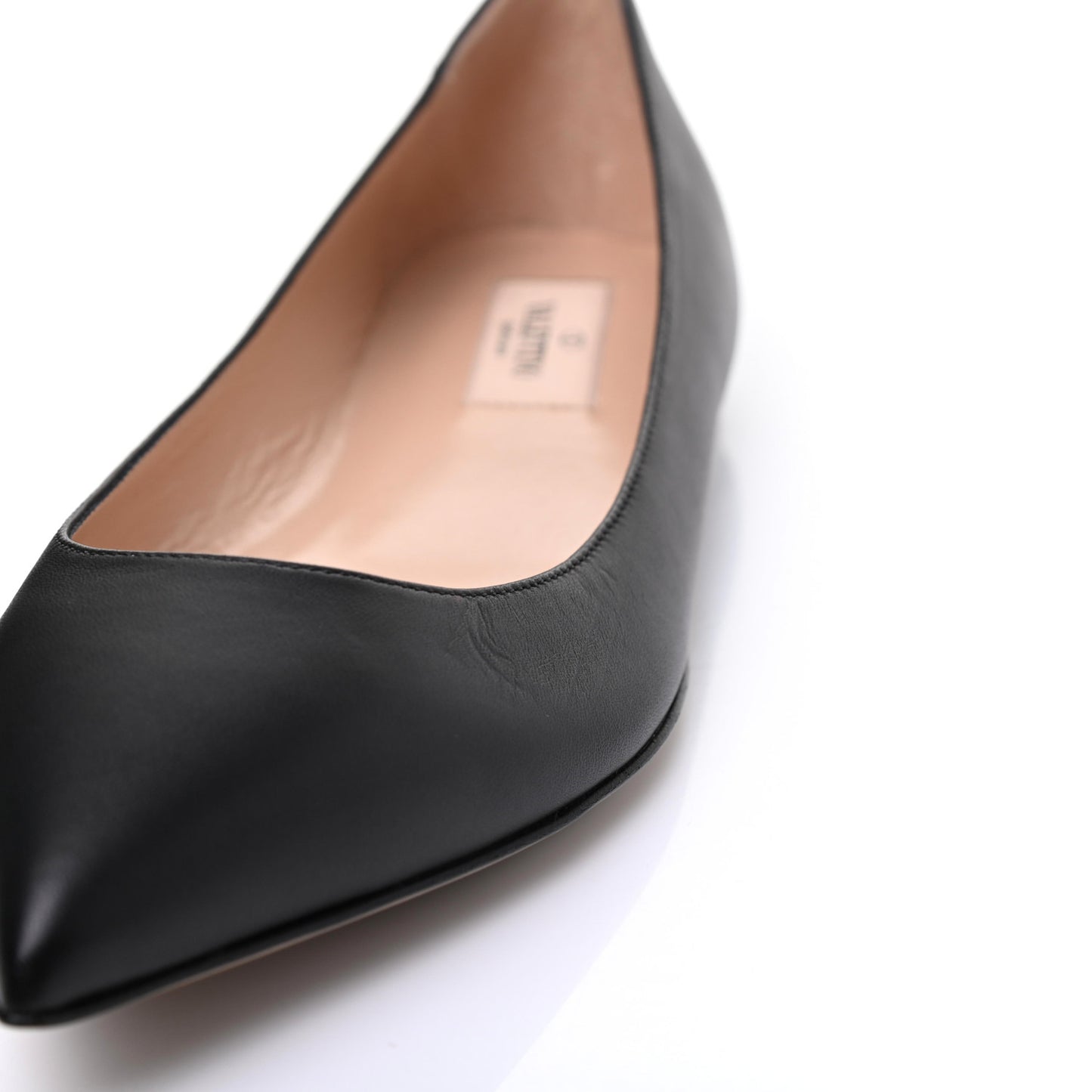 Nappa Rockstud Pointy Toe Ballerina Flats 38 Black