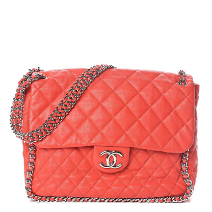 Chanel Washed Lambskin Quilted Maxi Chain Around Flap Red 1 of 9
