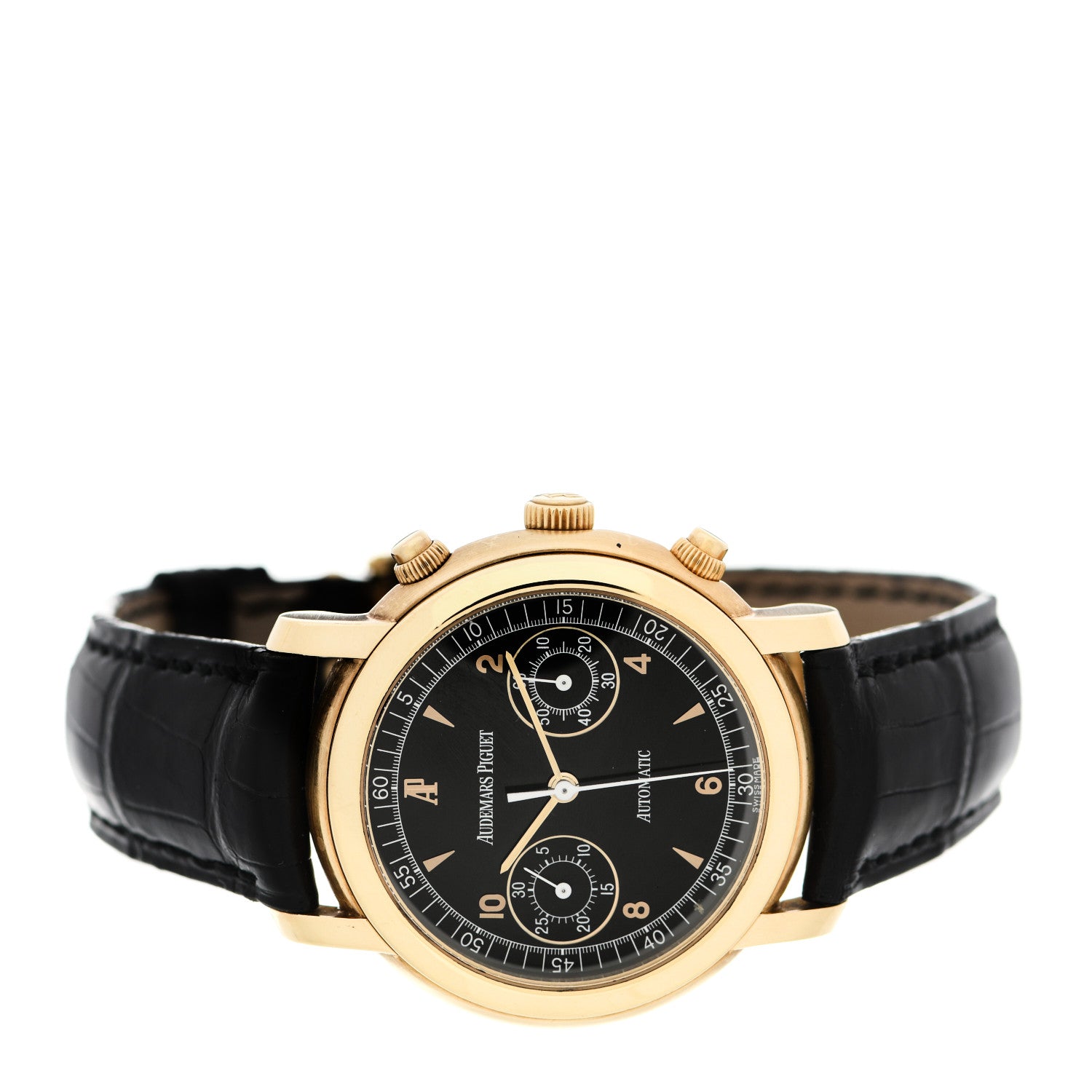 Audemars Piguet 18K Yellow Gold Alligator 41mm Jules Audemars Automatic Watch Black 25859BA 2 of 5