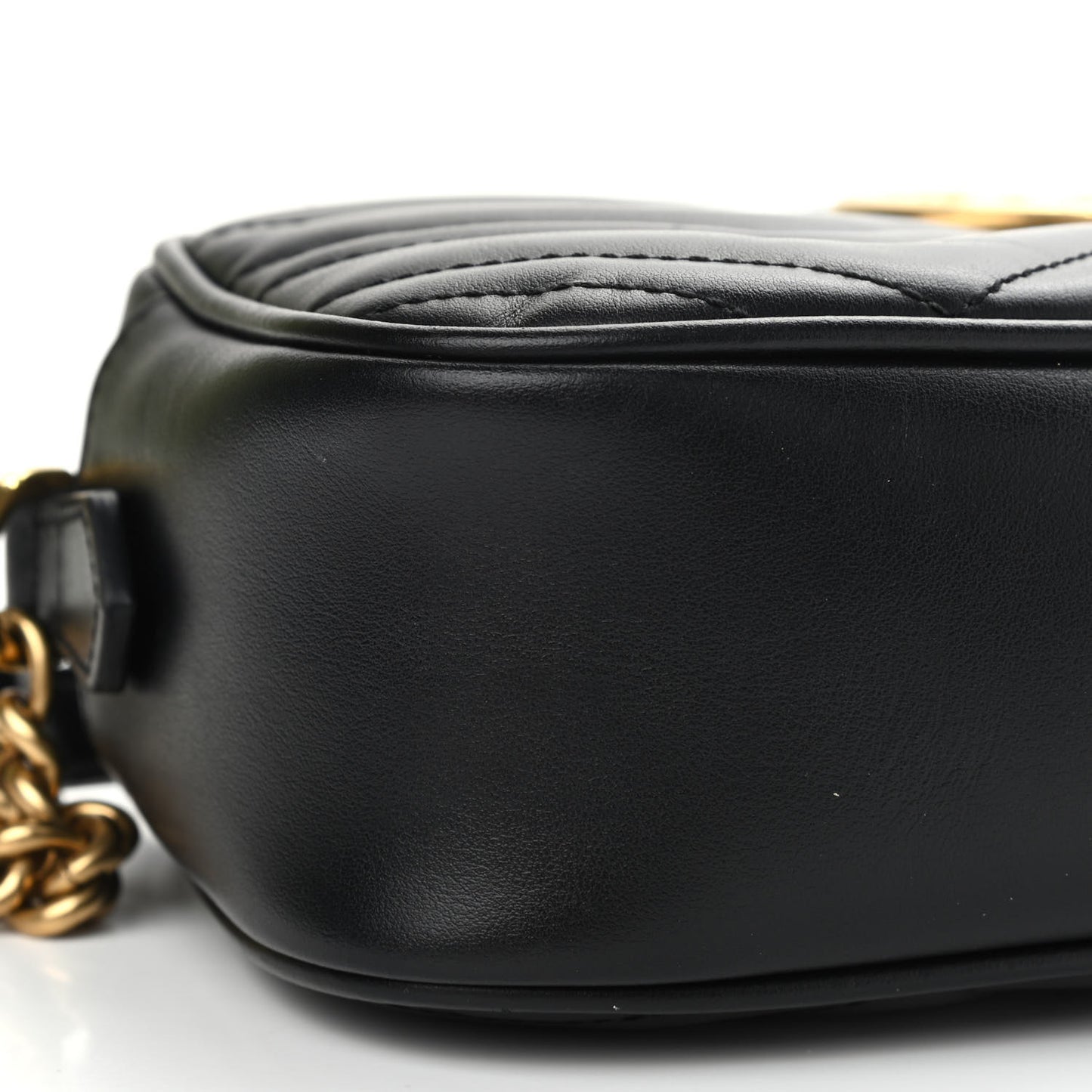 Calfskin Matelasse Small GG Marmont Chain Shoulder Bag Black