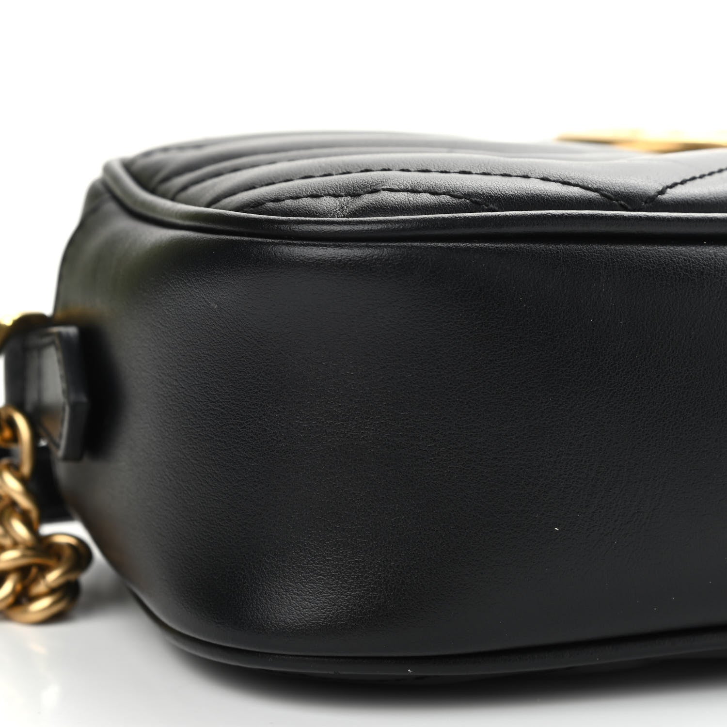Gucci Calfskin Matelasse Small GG Marmont Chain Shoulder Bag Black 10 of 12
