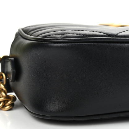 Gucci Calfskin Matelasse Small GG Marmont Chain Shoulder Bag Black 10 of 12