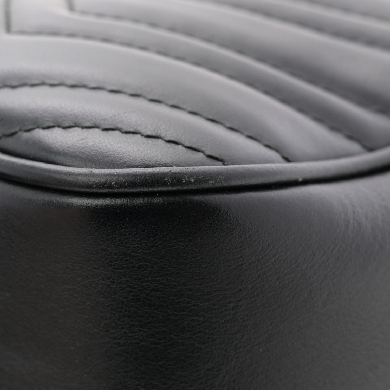 Gucci Calfskin Matelasse Small GG Marmont Chain Shoulder Bag Black 11 of 15