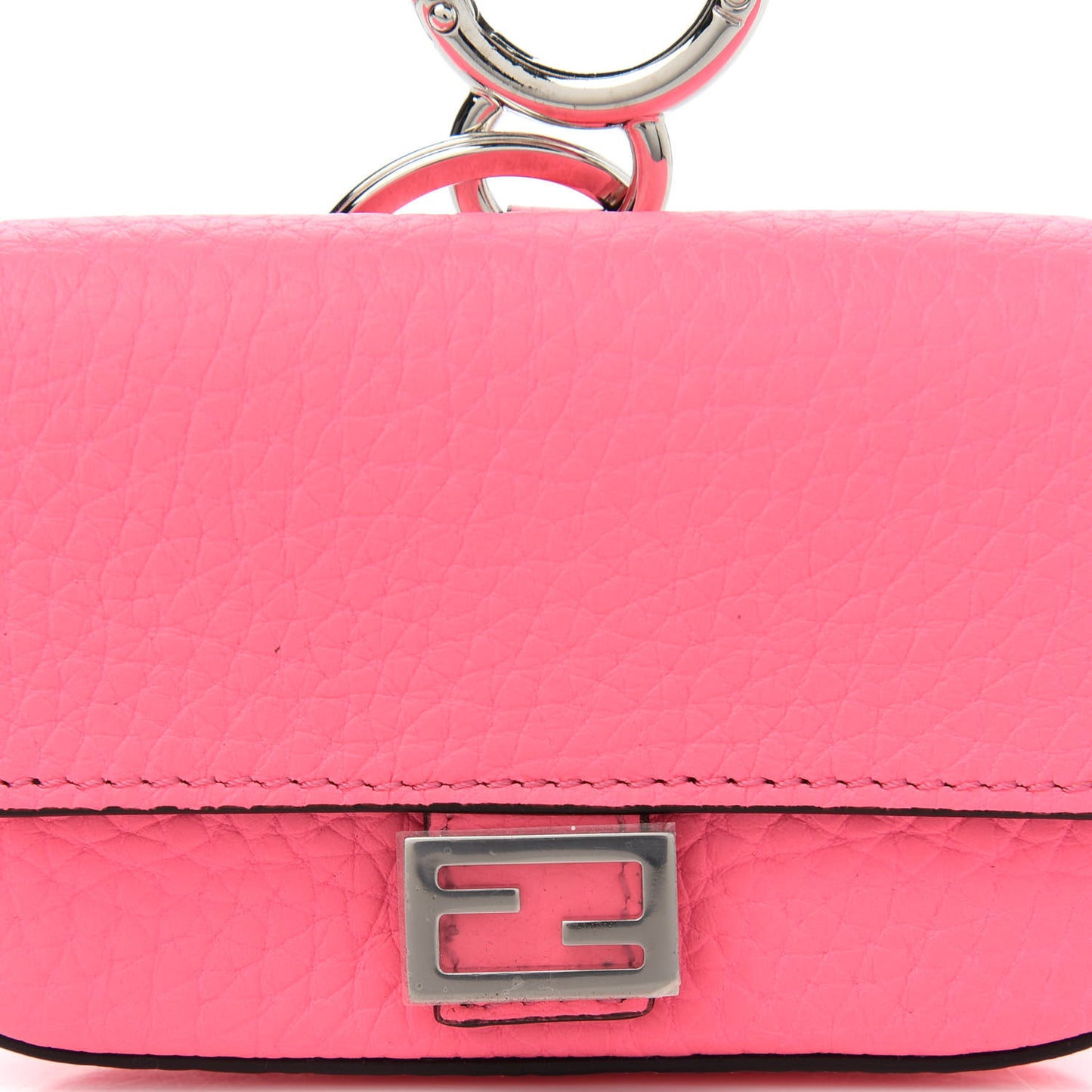 Cuoio Romano Micro Baguette Charm Rosa Fluo