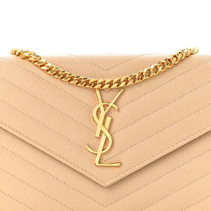 Saint Laurent Grain De Poudre Matelasse Chevron Monogram Chain Wallet Nude Powder 8 of 10