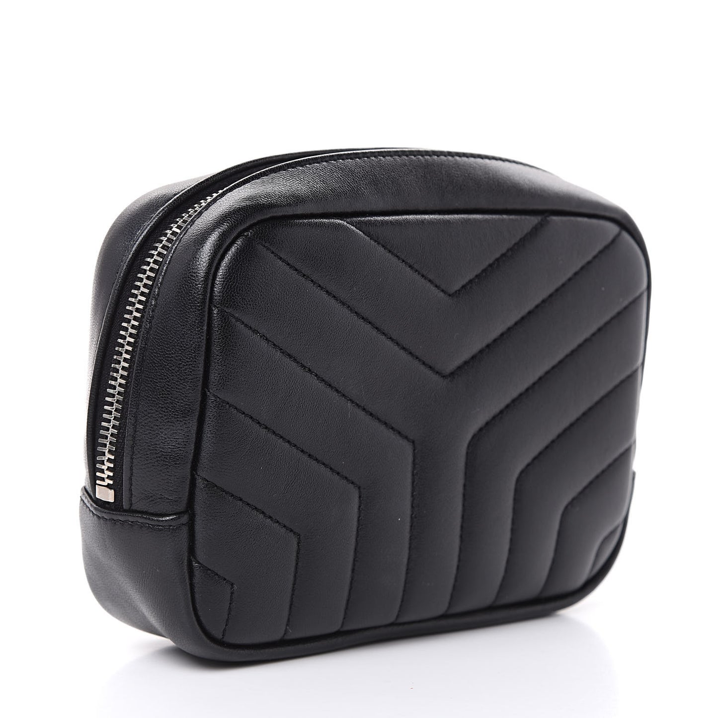 Lambskin Y Quilted Monogram Loulou Cosmetic Case Black