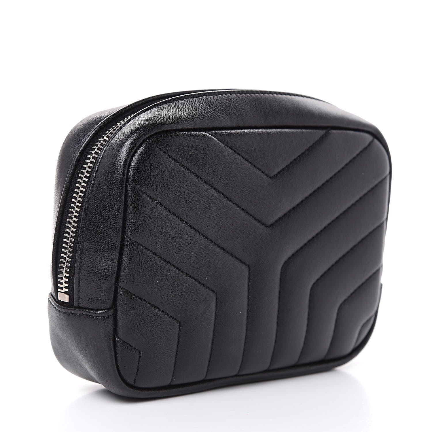 Saint Laurent Lambskin Y Quilted Monogram Loulou Cosmetic Case Black 3 of 11