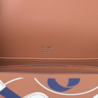 Hermes Swift Printed Eperon d'Or Mini Sac Roulis Gold White Bleu Encre 6 of 11
