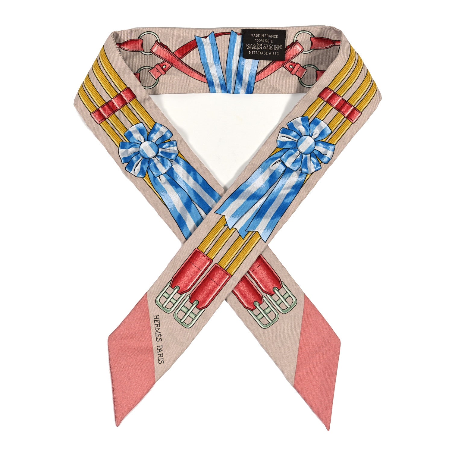 Hermes Silk Jumping Twilly Beige Rose Vieux Rose 1 of 3