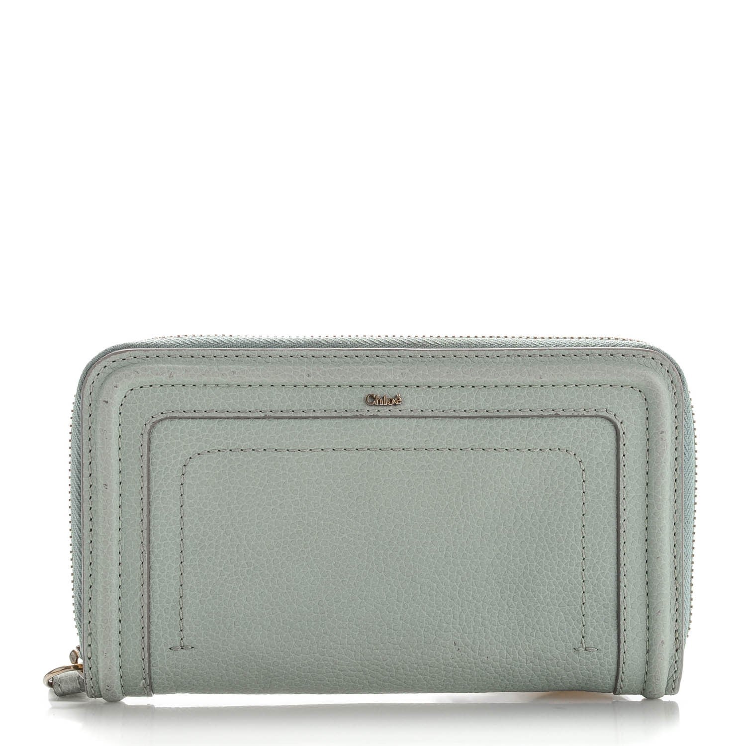 Chloe Grained Calfskin Paraty Long Zip Around Wallet Atoll Blue 1 of 6