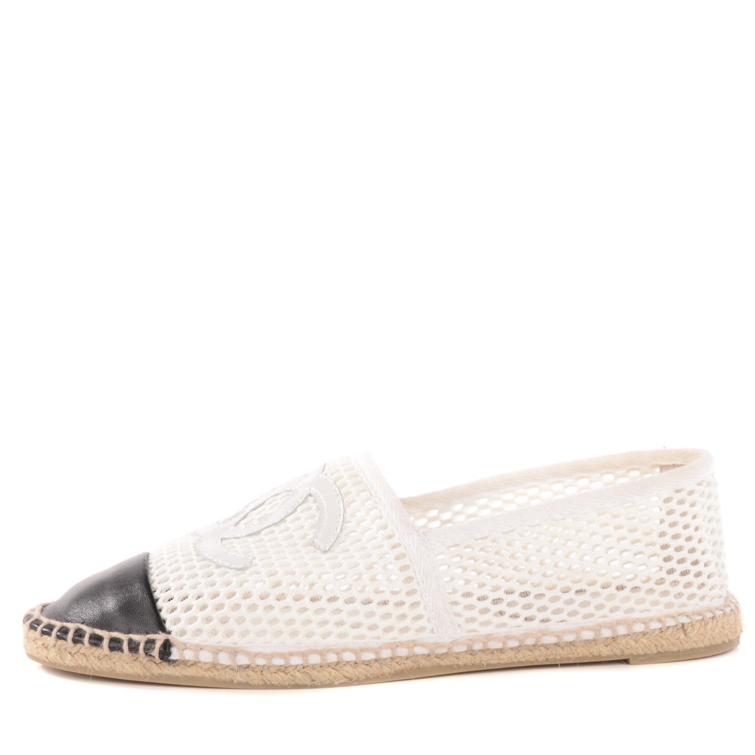 Chanel Mesh Lambskin Espadrilles 39 White Black 1 of 10