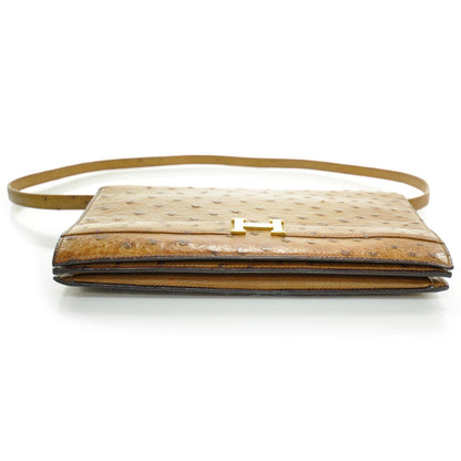 Hermes Ostrich Annie Clutch Bag Gold 5 of 10
