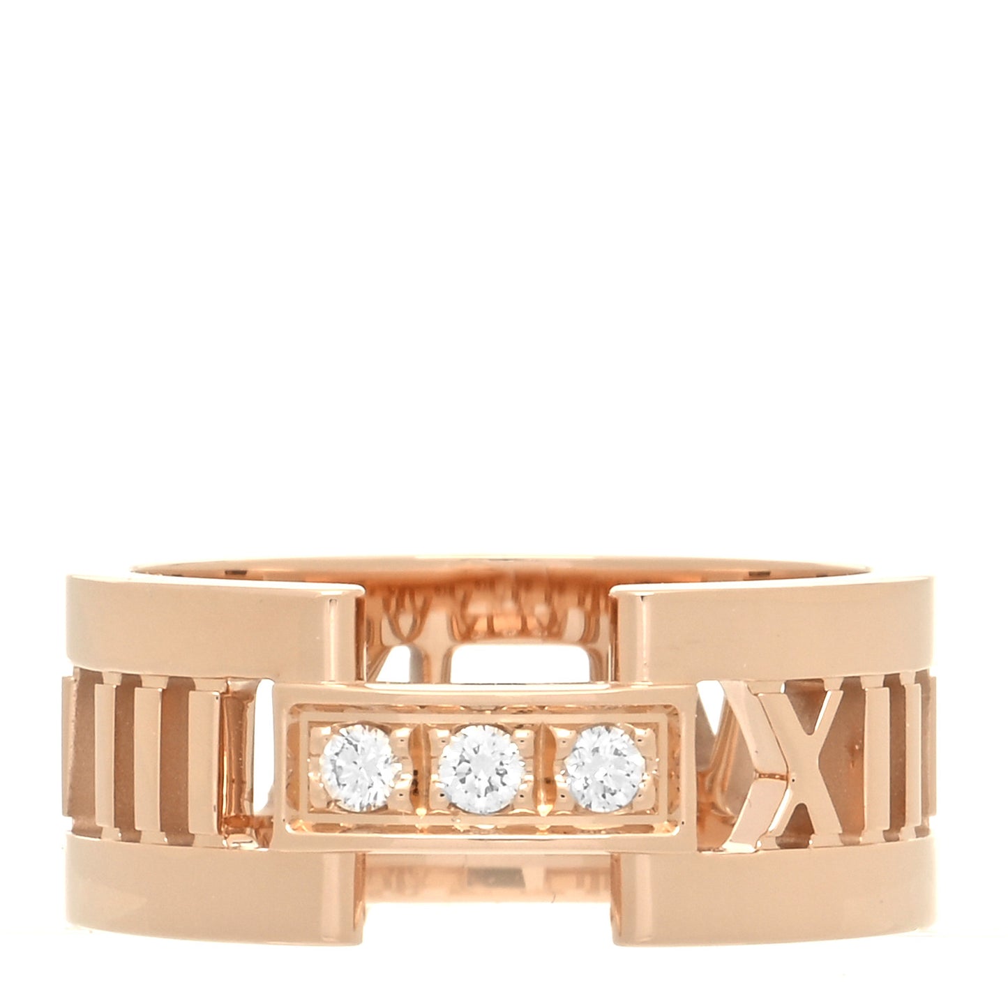 18K Rose Gold Diamond Atlas Open Ring 56 7.5