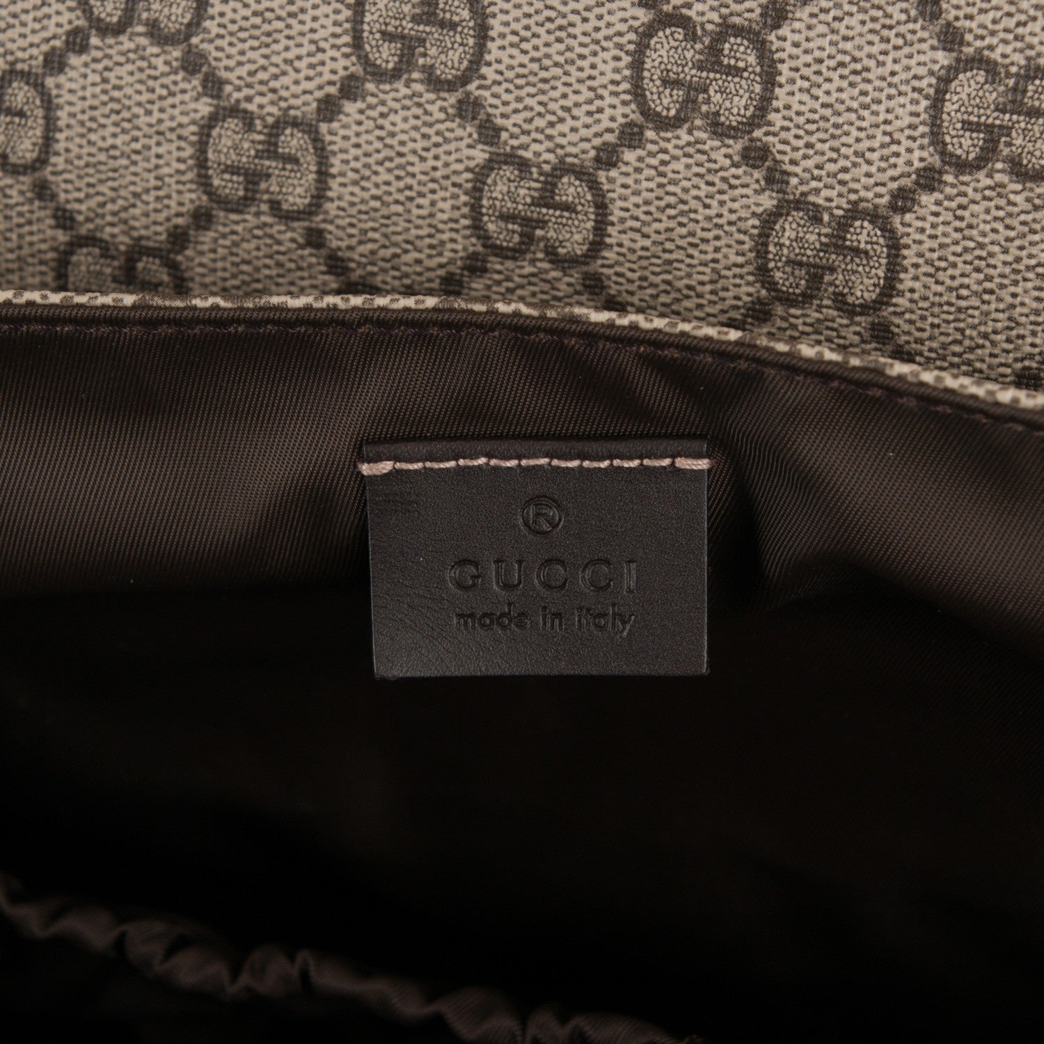Gucci GG Supreme Monogram Selleria Calfskin Messenger Diaper Bag Beige Ebony Cocoa Dark Chocolate 6 of 7