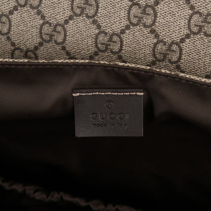 Gucci GG Supreme Monogram Selleria Calfskin Messenger Diaper Bag Beige Ebony Cocoa Dark Chocolate 6 of 7