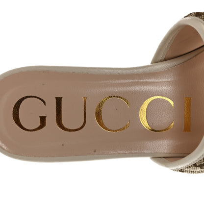 Gucci Monogram Matelasse Diagonal GG Marmont Flat Slide Sandals  35 Beige Ebony Mystic White 8 of 10
