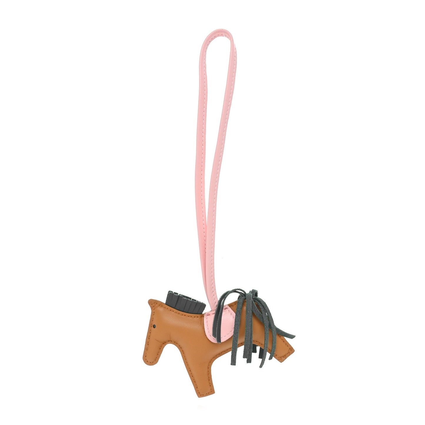 Milo Lambskin Grigri Rodeo Horse Bag Charm MM Sesame Malachite Rose Sakura