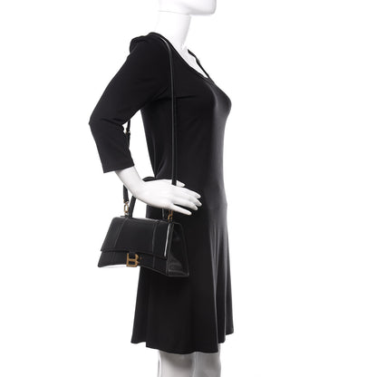Balenciaga Shiny Box Calfskin Small Hourglass Top Handle Bag Black 2 of 9