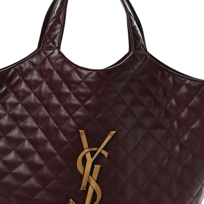 Saint Laurent Lambskin Quilted Maxi Icare Shopping Tote  Rouge Cabernet 9 of 11